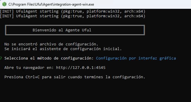 Opción para abrir la configuración por interfaz gráfica