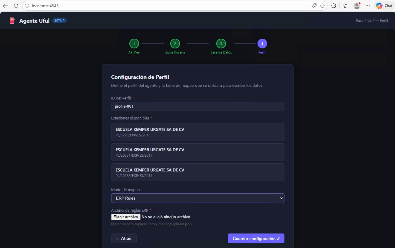 Configuración de perfil en el navegador