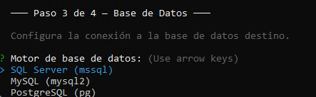 Configuración de base de datos en terminal