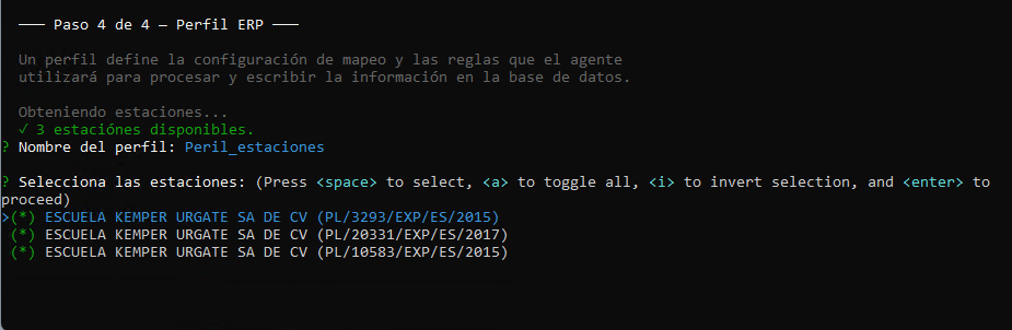 Configuración de perfil en terminal