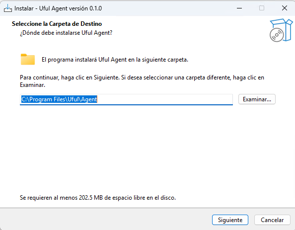 Asistente de instalación del Agente Uful en Windows